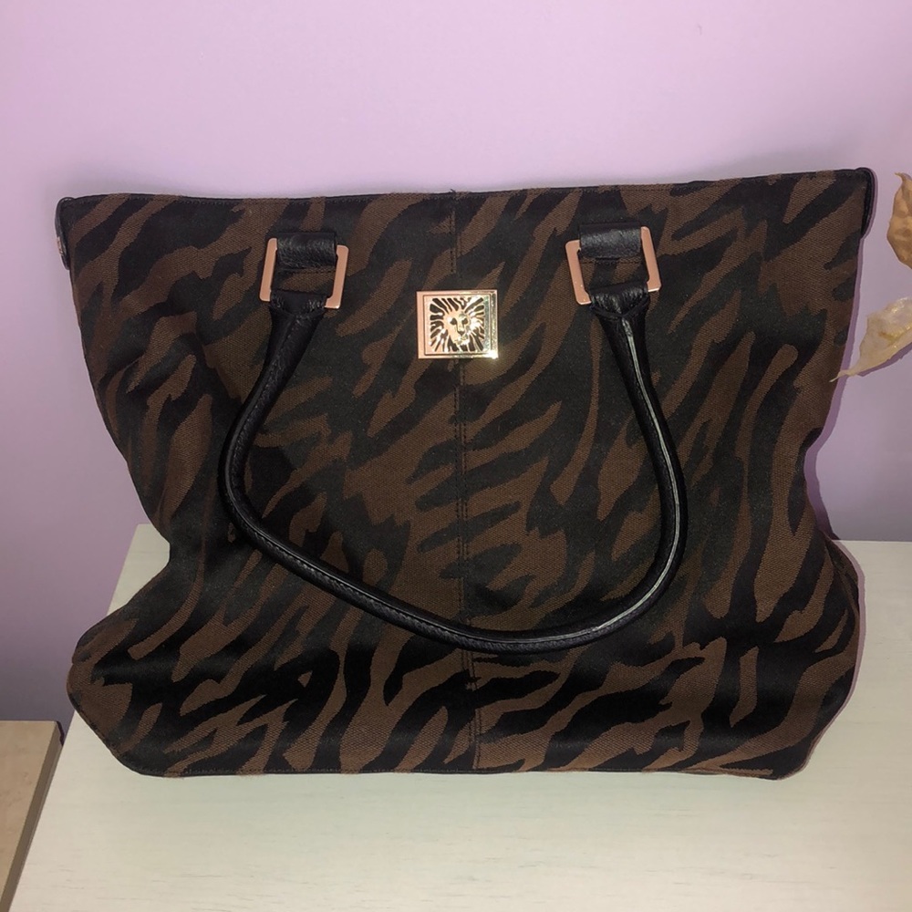 ANNE KLIEN BROWN ZEBRA TOTE BAG
